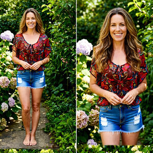 Vintage Y2K Derek Hearts Boho sheer paisley top blouse L